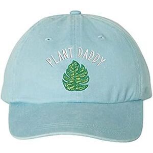 Unisex Light Blue 100% Cotton Plant Daddy Embroidered Adjustable Baseball Cap